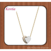 simple design two-tone locking heart shape necklace